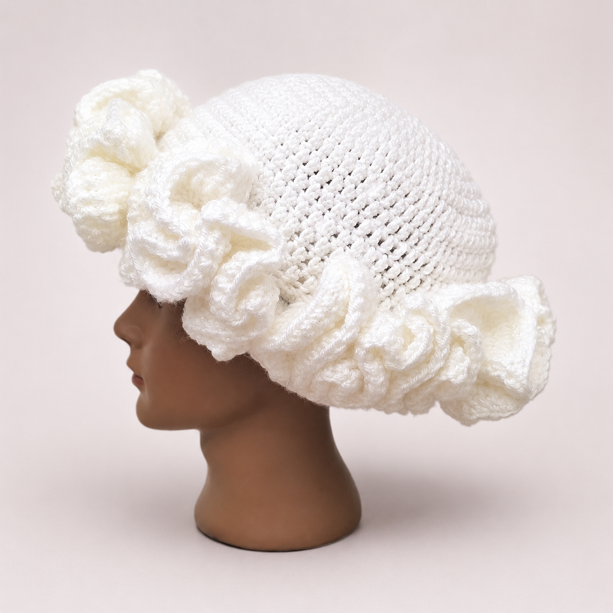 Ivory Cloud Ruffle Hat
