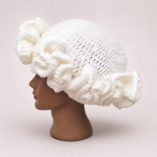 Ivory Cloud Ruffle Hat