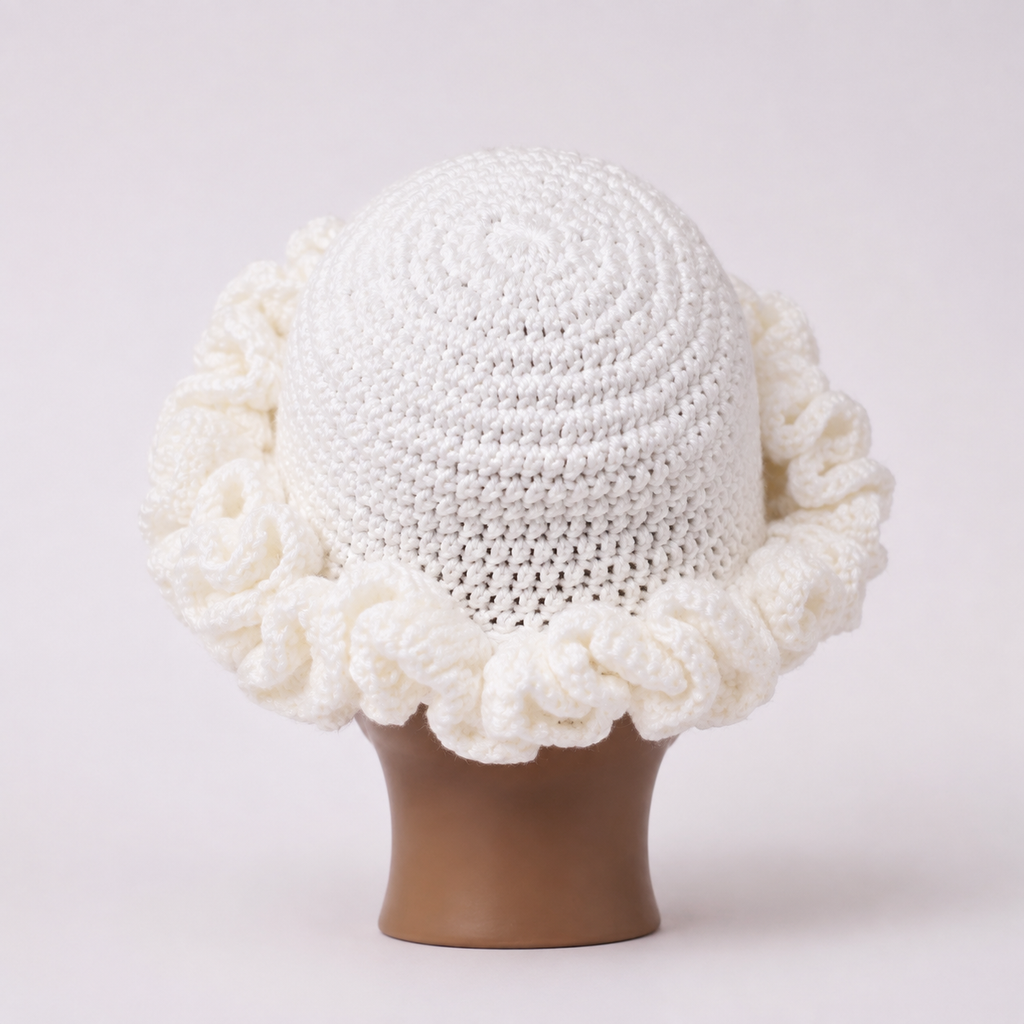 Ivory Cloud Ruffle Hat